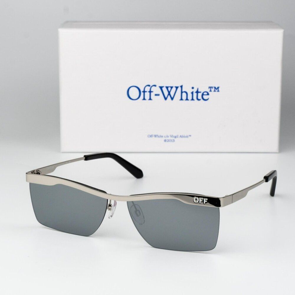 Off-White RIMINI Women Sunglasses Silver Mirror Rectangle OERI095 RIMINI 7272